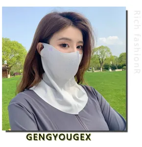 UPF sun protection face mask breathable ice silk neck cover for summer outdoor sports.