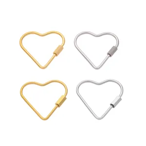 Moschettone a vite a cuore in acciaio inox connettore per gioielli DIY collane bracciali.