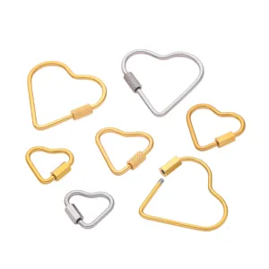 Dettaglio chiusura a vite a cuore in acciaio inox, finitura lucida e chiusura filettata sicura.