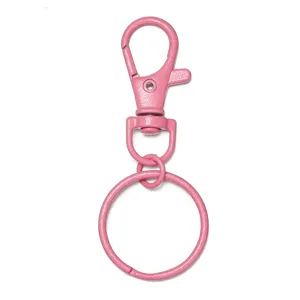 Pink zinc alloy lobster clasp swivel keychain split ring DIY bag charm hardware accessory
