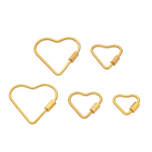 Chiusura vite cuore acciaio inossidabile connettore gioielli DIY collana bracciale fibbia dorata.