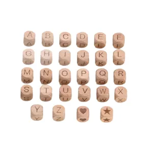 Holzperlen Alphabet 12mm Buchenholz lose Perlen fuer DIY Kinder Frueherziehung Handwerkskunst