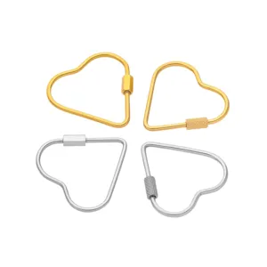 Moschettoni a vite a cuore in acciaio inossidabile per gioielli DIY e collane.