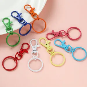 Colorful zinc alloy lobster clasp keychains, rotating dog hooks for DIY bag accessories.