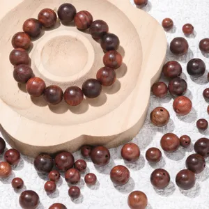 Natural Burmese Rosewood Round Loose Beads Drilled Wooden Beads For DIY Bracelet Necklace Jewelry Making Crafts Uncolored