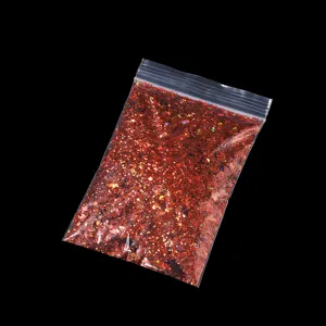 Red holographic nail glitter powder hexagonal sequins sparkling flakes for DIY nail art design