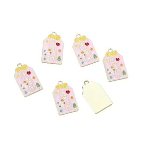 DIY Rosa Emailliert Omamori Glücksbringer Anhänger Legierung Basteln Zubehör 5Stk