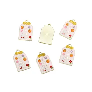 DIY Emaillierte Amulett Anhänger süße Kaninchen Kaki Schmuckherstellung Handwerk 5 Stk