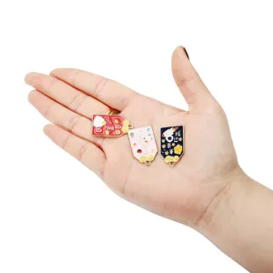 DIY Emaillierte Omamori Anhänger Set, süße Glücksbringer Metall Schmuck Zubehör für Armbänder.
