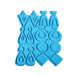 Molde de silicona azul para pendientes geométricos de resina epoxi DIY manualidades.