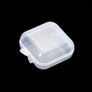 Transparente kleine Kunststoff Aufbewahrungsbox Detailansicht fuer kleine Accessoires.