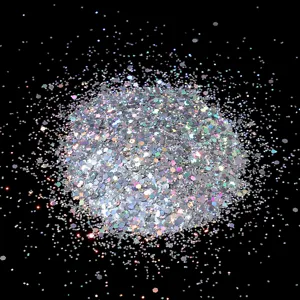 Holographic nail glitter hexagonal sequins shiny sparkling powder for colorful nail art detail