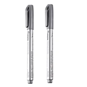 Metallic marker pens, silver color water-based low odour pens, 2 pack art supplies for DIY
