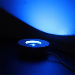 Socle Lumineux LED en Bois pour Veilleuse Boule de Cristal avec Câble USB