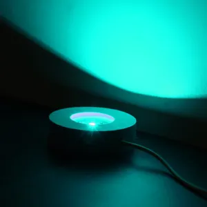 Base lumineuse en bois pour boule de cristal, support veilleuse LED avec eclairage parfait.
