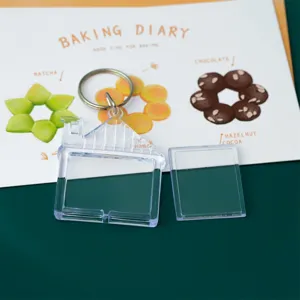 Clear acrylic house photo frame keychain blank DIY custom photo insert keychain keyring accessory