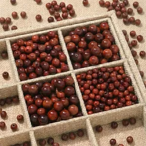 Natural Burmese rosewood loose beads for DIY bracelets and necklaces, unpolished and round.