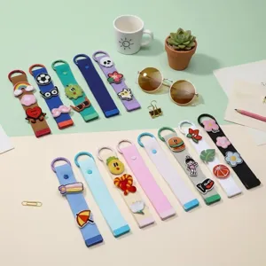 Woven webbing keychain colorful bag charm student anti-lost pendant DIY cute accessories