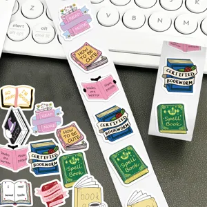 Süße buchliebhaber wasserdichte aufkleber rolle für tagebuch, scrapbooking und lesedeko.