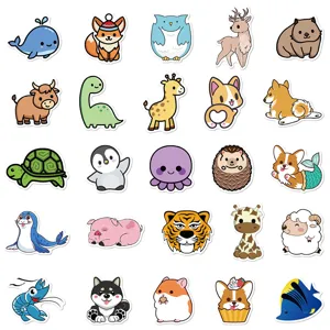 Lot de jolis autocollants d'animaux de dessin anime, etanche pour valise ordinateur.