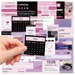 Gedetailleerd overzicht van het stickerset met een schattige minikalender voor DIY-decoratie.
