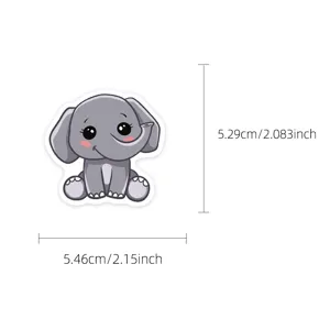 Mignon autocollant éléphant gris de dessin animé pour ordinateur portable valise étanche