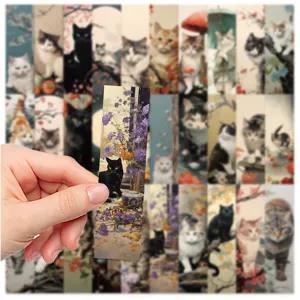 Japanese vintage style cat bookmarks paper page markers stationery set elegant aesthetic designs