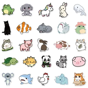 Lot d'autocollants d'animaux mignons, stickers vinyle imperméables pour valise et casque.