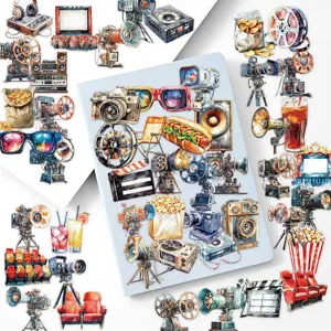 50st vintage filmprojector waterdichte PET stickers voor DIY telefoonhoesje en waterfles decor
