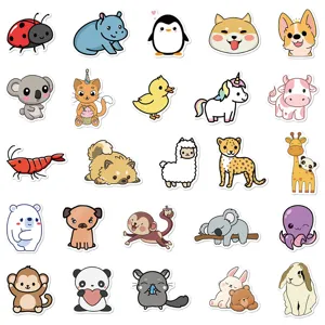 Pack d'autocollants animaux mignons, stickers vinyle imperméables pour valise, PC et DIY.