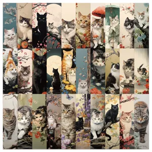 Japanese Style Cute Cat Paper Bookmarks Set Decorative Page Markers Aesthetic Reading Stationery For Book Lovers