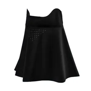 Detail shot of black sun protection face mask with breathable dots, ice silk fabric.