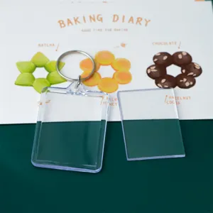 Clear acrylic blank photo frame keychain for DIY crafts, children photography gifts and custom.