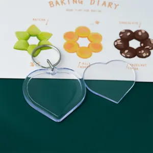 Clear heart acrylic keychain blank photo frame DIY pendant gift for kids photography charm