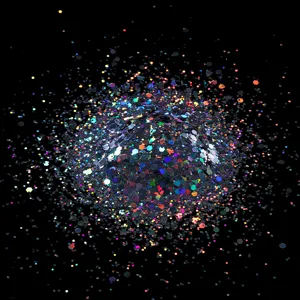 Holographic nail glitter flakes hexagonal colorful sparkling powder for stunning nail art design details