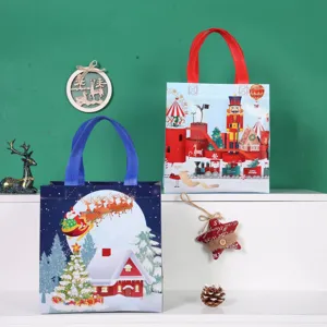 Christmas non-woven tote gift bag nutcracker santa design holiday packaging storage