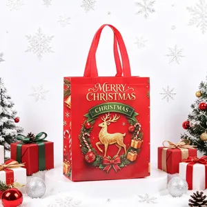 Christmas tote bag printed reusable non-woven gift bag holiday packaging for festive party