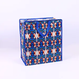 Bolsa de almacenamiento grande impermeable para mudanza con patrón geométrico y cremallera