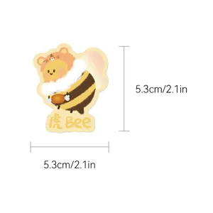 Cute cartoon bee sticker for laptop and phone decoration, durable vinyl, 5.3cm size.