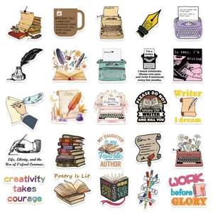 50-pack waterproof writer literature stickers for laptop, journal, luggage decoration.