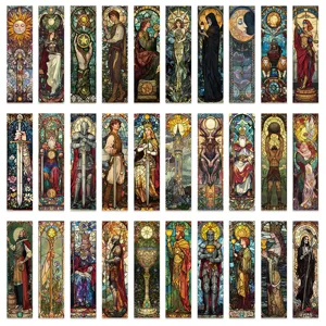 Stained glass tarot card bookmarks set 30pcs aesthetic vintage reading marker stationery items