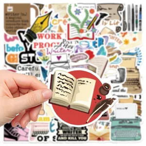 50 pcs writer stickers waterproof literature journal laptop luggage vinyl decals detail