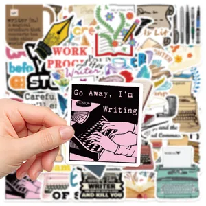 Waterproof writer typewriter sticker pack for laptop luggage decoration 50pcs vinyl