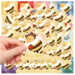 50pcs original cute bee stickers waterproof decals for laptop phone case journal decoration