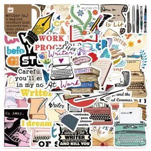 Waterproof Literary Writer Theme Decorative Stickers Waterproof Decals For Suitcase Laptop Phone Journal Diary