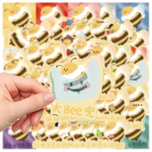 Cute cartoon bee stickers pack, original emoji sticker for laptop, phone case and notebook decor.