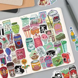 50pcs zombie food stickers waterproof vinyl decals for journal skateboard luggage DIY decor details