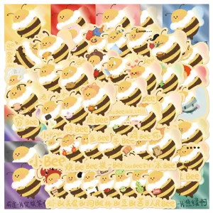 50pcs cute cartoon bee stickers aesthetic waterproof vinyl decals for laptop phone diary