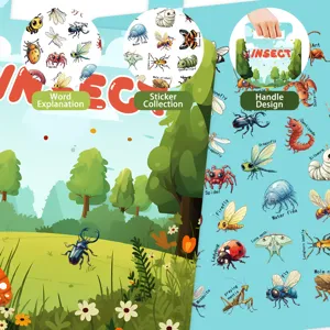 Detailed view of kids insect sticker book showing cute insect cognition and handle design.