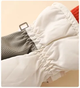 Children's waterproof thickened winter ski gloves detail with anti-slip textured grip.